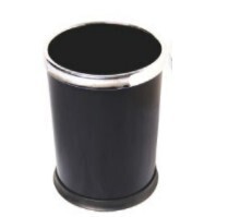10L Round Fireproof Dustbin (Stainless Steel Ring) - Black H0522