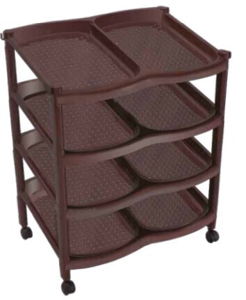 Kenpoly Shoe Rack - Plastic 4 Stack Double with Wheels - (8 Pairs)