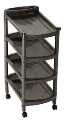 Kenpoly Shoe Rack - Hardy Plastic Single Four Stack with Wheels - H655xW261xL374 (8 Adults Pairs)