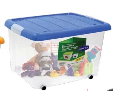 Kenpoly clear storage box with lid 35L 280xW350xL450