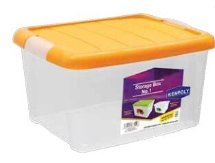 Kenpoly Storage Box Clear Plastic with Lid - 18L (H210xW300xL390)