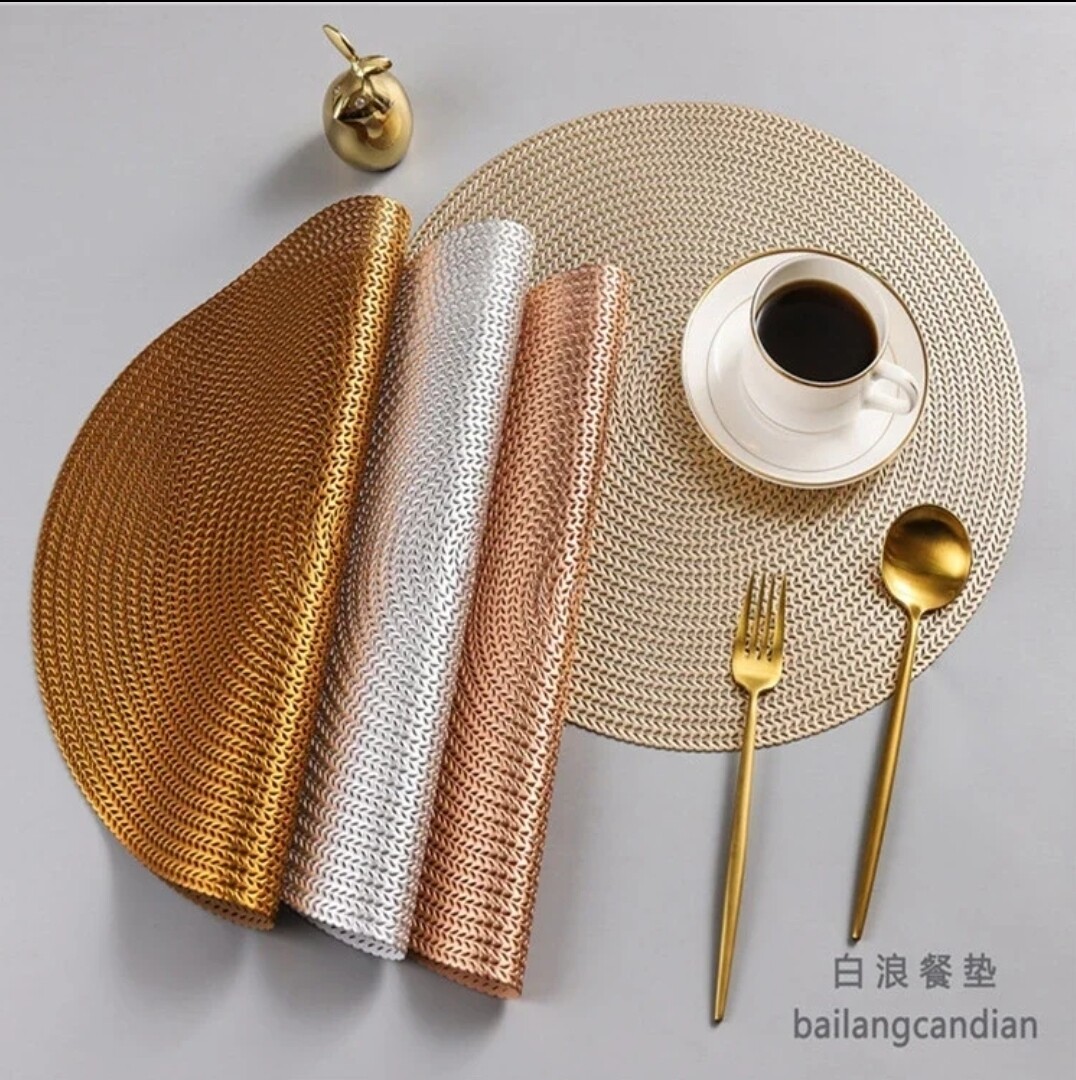 Classy non-woven PVC table place mats (6pcs) gold silver dark brown rose gold