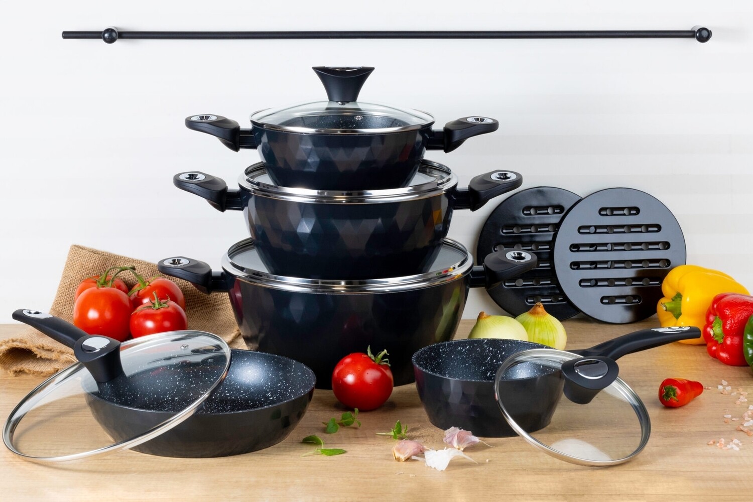 Edenberg Non stick Cooking Pot Marble cookware set 12 pc set EB 5636 suitable for induction cookers