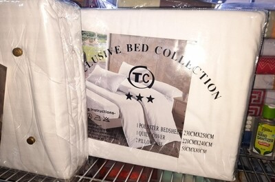 TC white 4PCS duvet cover set 6x6. 1duvet cover +1bedsheet +2pillow cases 230X260