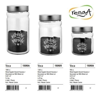 Renga glass jar with silver lid 900ml