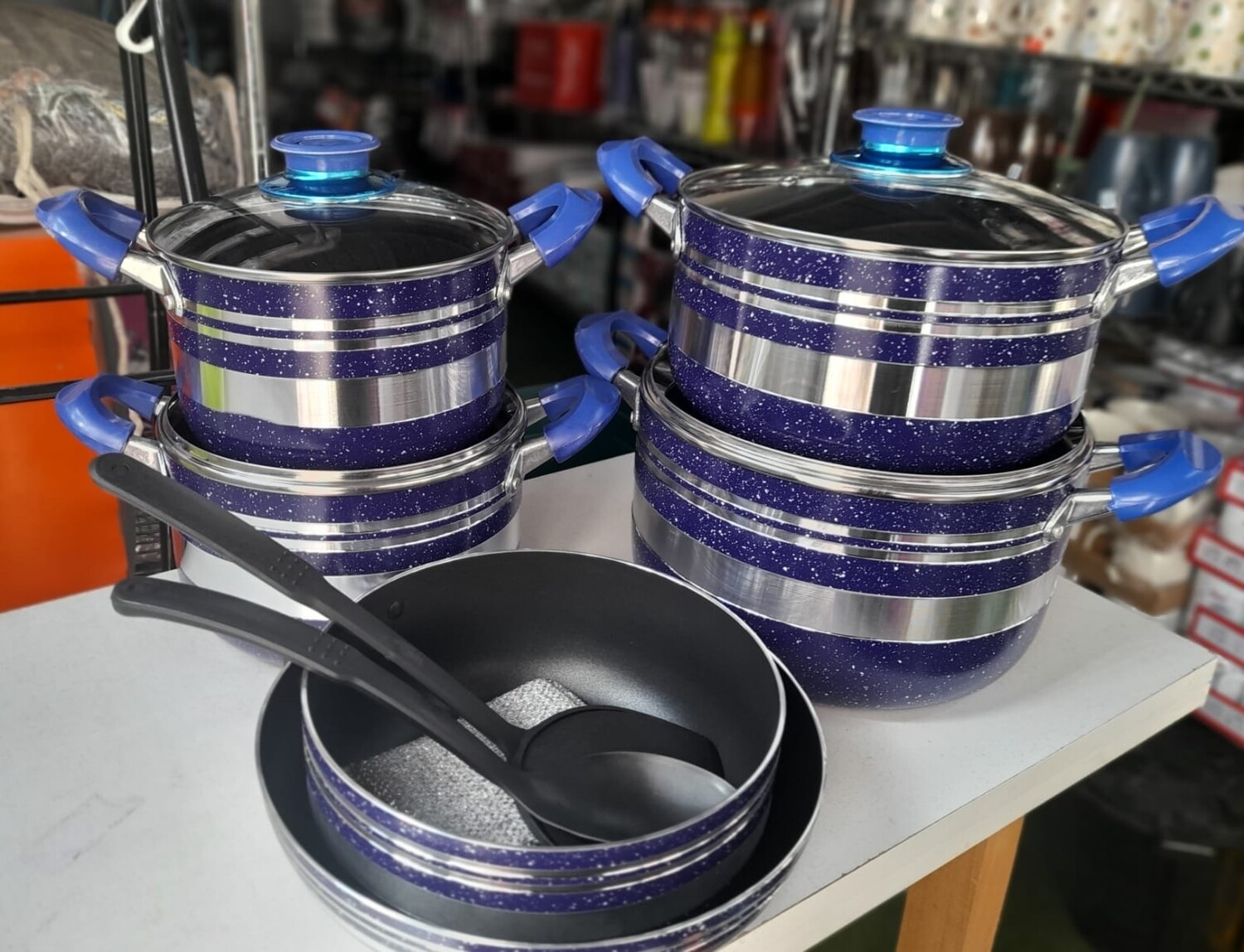 Sundabest 10pcs non stick cookware set blue (8060)