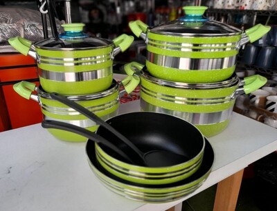 Sundabest 10pcs Non Stick Cookware Set green (8069)