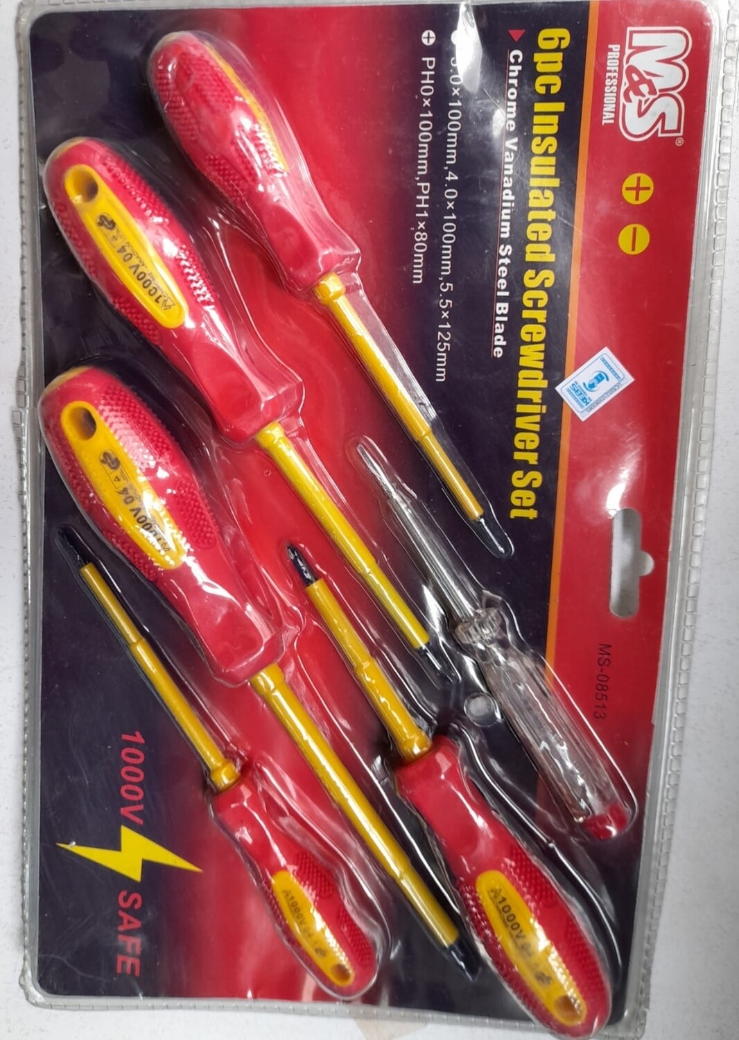 M&S Professional Insulated Screwdriver Set - 6-Piece Blister Pack #MS-08513