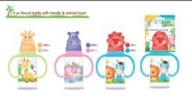 Jungle Buddies 4OZ. feeding bottle with silicon nipple #LE15319