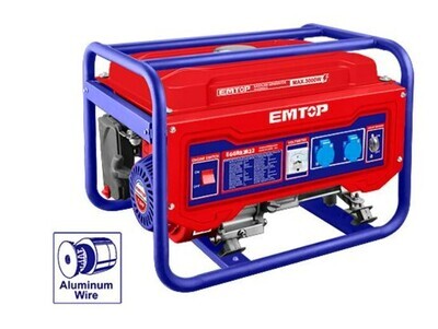 EMTOP Gasoline generator Rated voltage(V):220-240
Rated frequency(Hz)：50
Max.output(kW):2.8 #EGGRR2822