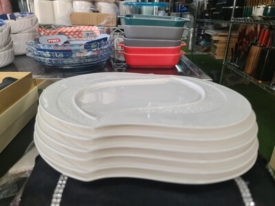 3pcs heavy ceramic dessert plates 37cmx26cm large