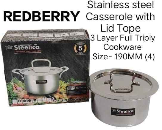 Steelica 3 layer stainless steel cooking pot with lid no4 190mm