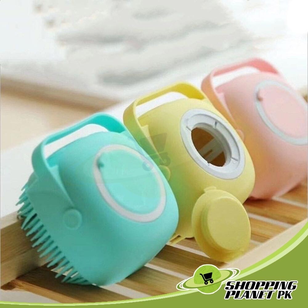 Silicon bathing brush with liquid soap pot