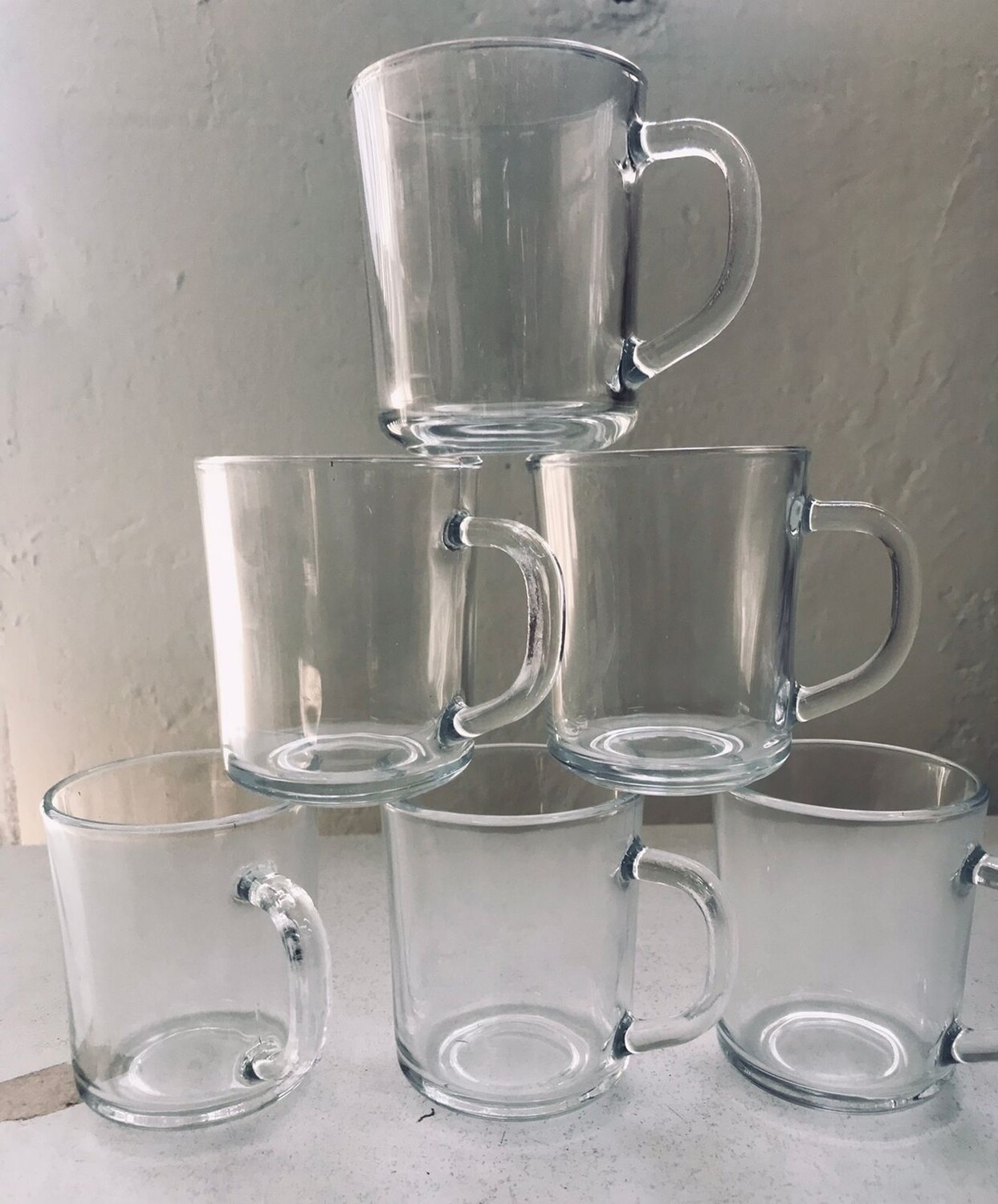Sundabest 6pcs glass cup with handle 250ml  #9312