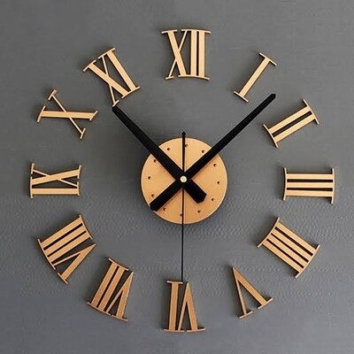 Frameless wall clock roman numbers