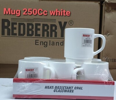 Redberry plain white mug 250cc 6pcs set
