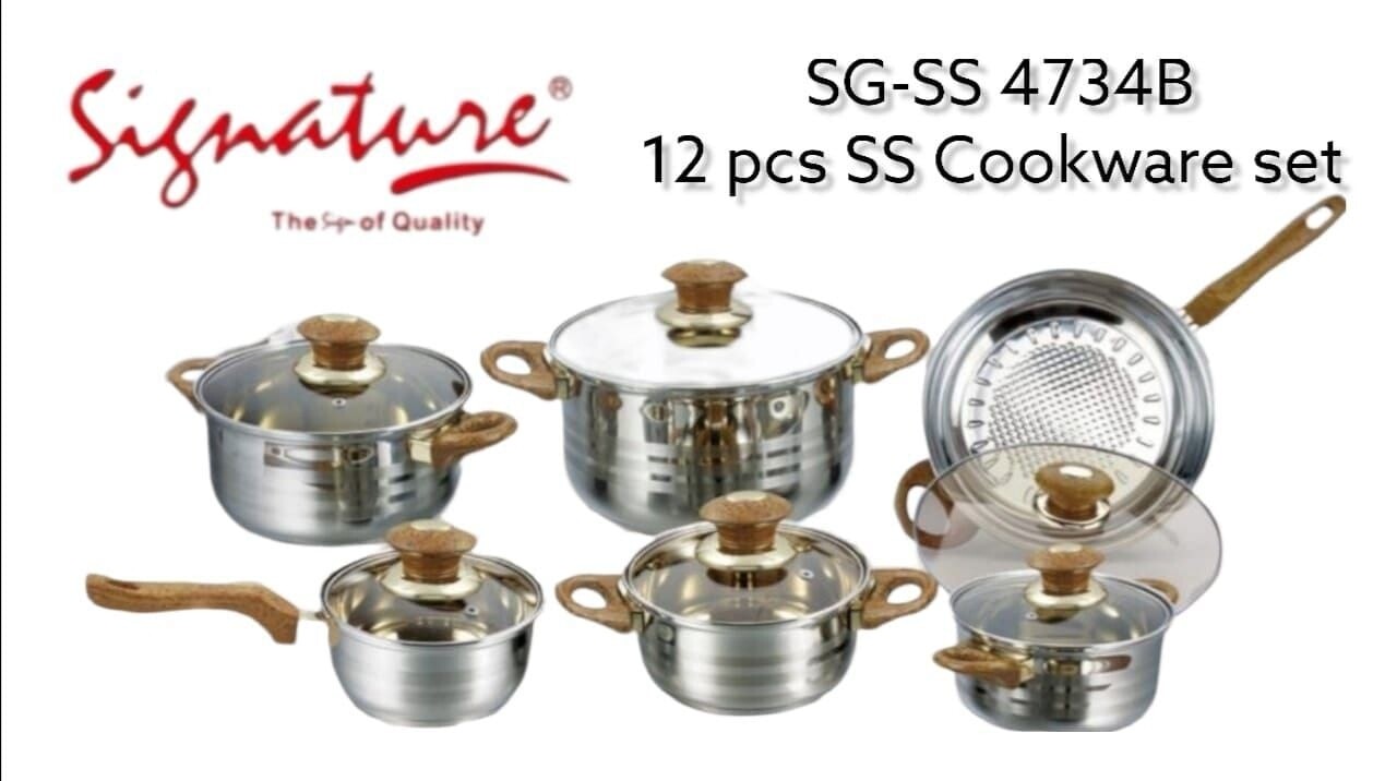 Signature 12pcs stainless steel cookware set SS-4734B
