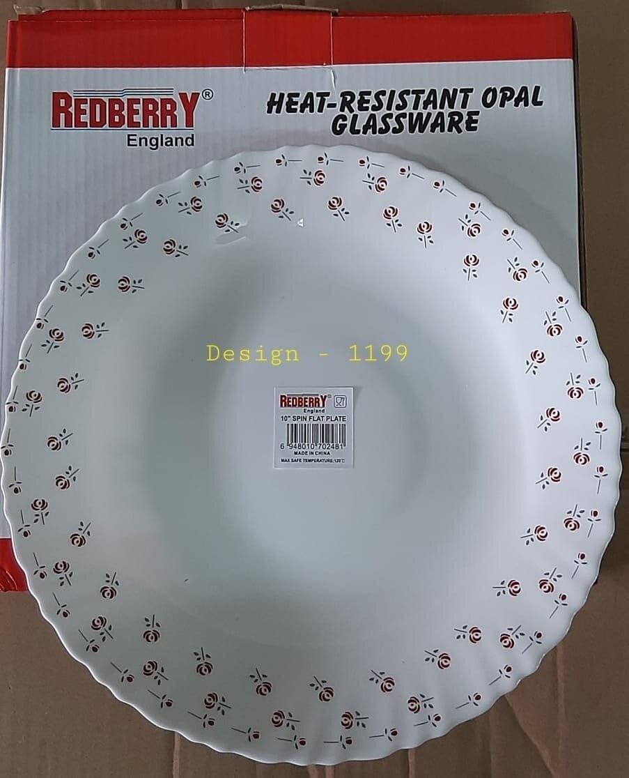 Dinner plate opal glass 10 inch 6pcs Redberry 10" spin plates decorated 6pcs set #1199