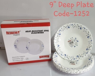 Redberry opal 9" deep plate 6pcs code 1252