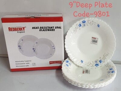 Redberry opal 9" deep plate 6pcs code 9801