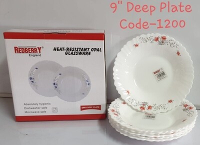 Redberry opal 9" deep plate 6pcs code 1200