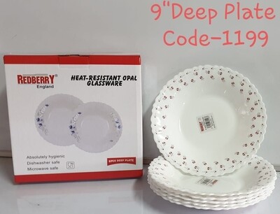 Redberry opal 9" deep plate 6pcs code 1199