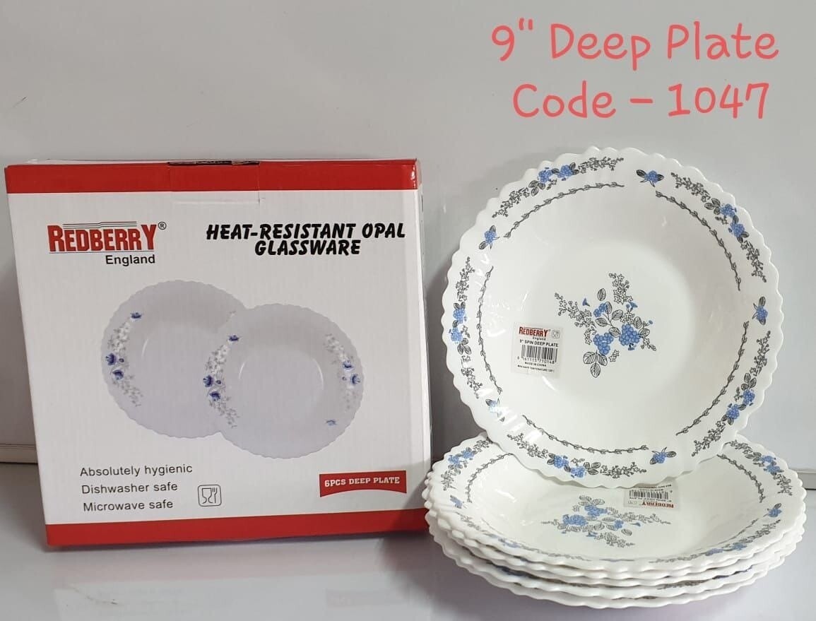 Redberry opal 9" deep plate 6pcs code 1047