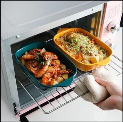 Stackable oven baking pan & grill pan 2 pcs set with handle. bake pan 19cmx13cm.  Oven grill pan 23.5cmx13cm