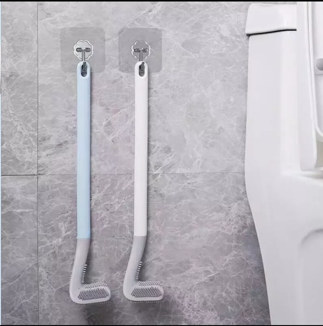 Flexible silicon multipurpose toilet brush 41cmx7cm comes with suction hook