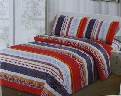 Home Living Maroon & Mustard Patterned Flat sheets 2 with 2 pillow cases Queen Size Blaze