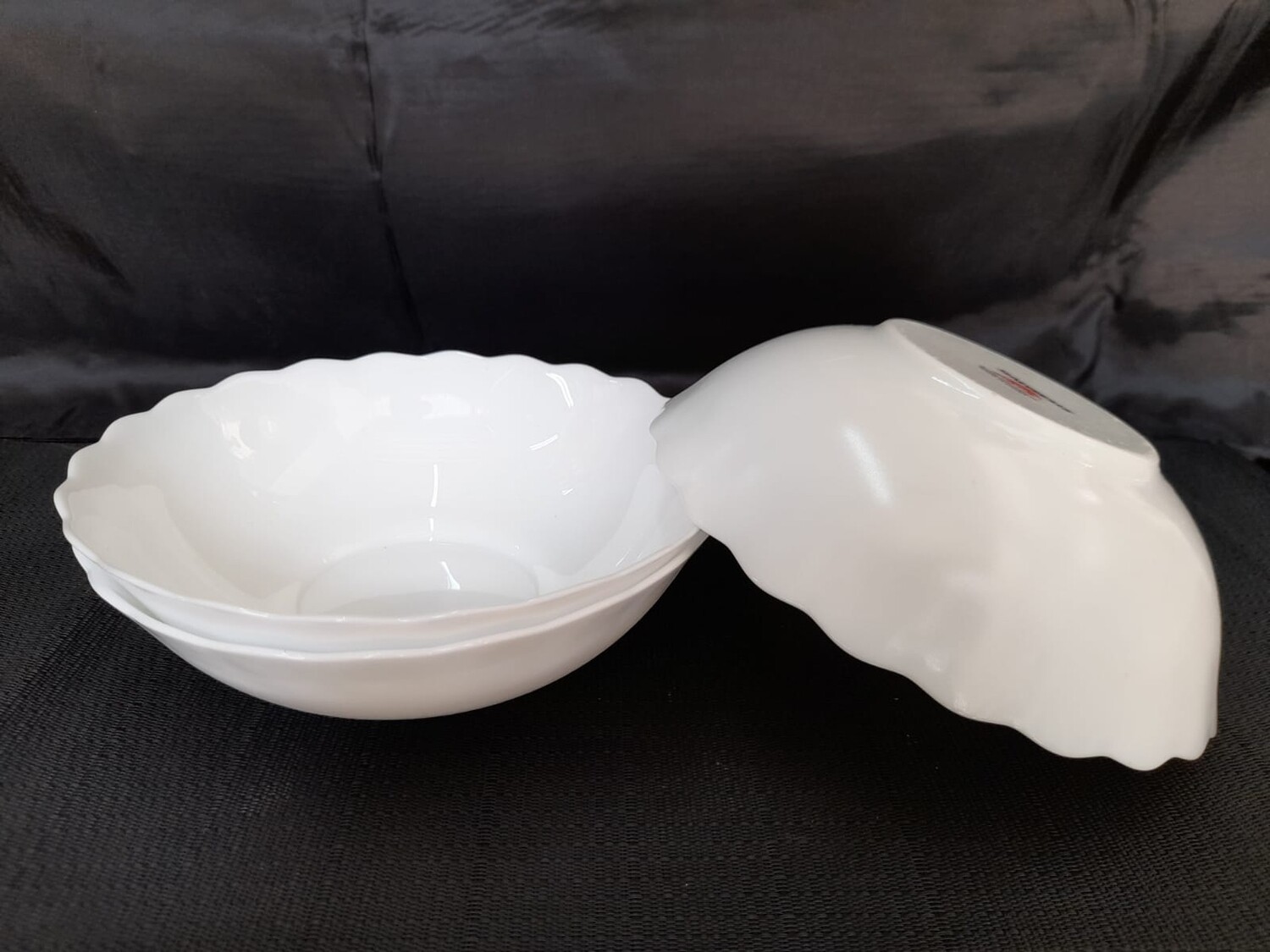 Kitchenpro 8&quot; ceramic serving bowls sparkling white 3pcs set #2831