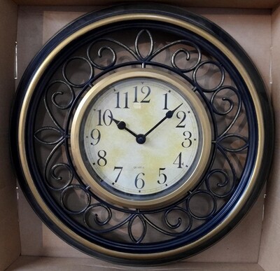 PMS scrolled decorative round wall clock 35cm. Material brass #792012