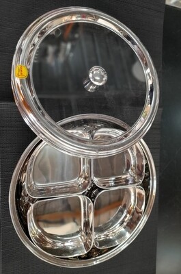 Ramson stainless steel round 4 in 1 candy tin with glass kid Masala dabba 24cm