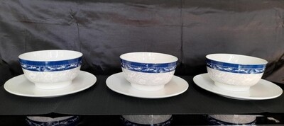 Mix&Match 3 Blue bowls and 3 white side plates