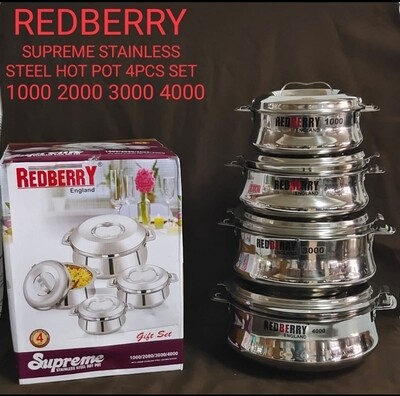 Redberry supreme stainless steel hot pots set. 1000ml 2000ml 3000ml 4000ml