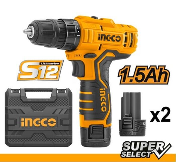 Ingco Lithium-Ion Cordless Drill CDLI12325 - 12V, Powerful and Portable