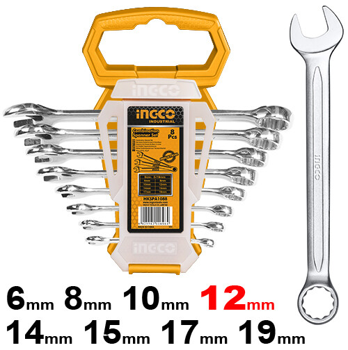 Ingco Combination Spanner Set 8pcs HKSPA1088 - Versatile and Precision-Crafted