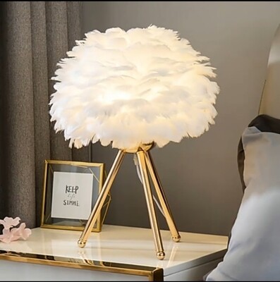 Generic LED Bedside Table Feather Lamp decorative Lamp WHITE