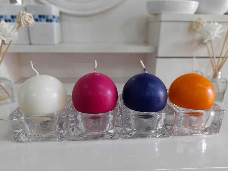 Bolsius glass maxlight candle holder with Eika ball candle