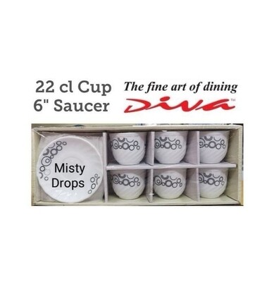 Signature 32cl cup & saucer set misty drops