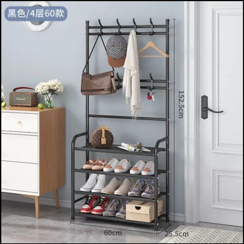 Metallic 5 Layer Clothes rack &amp; Shoe rack black