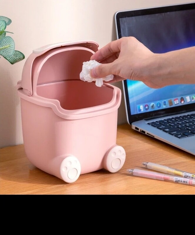 Multi-purpose mini Desktop waste basket dust Bin 23x14x15cm. Paper waste basket. Pink