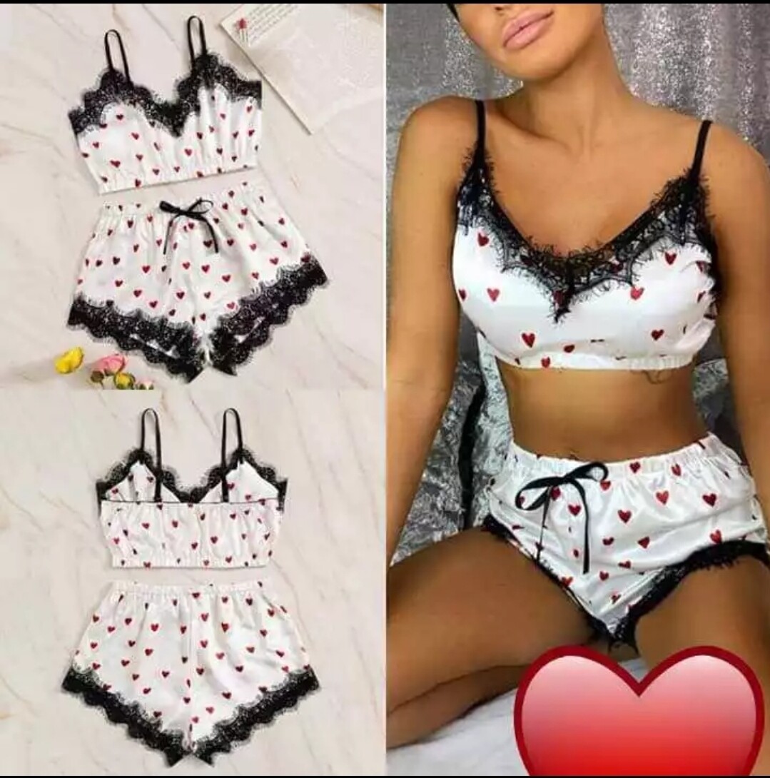 Lingerie set 2pcs sexy white polka dotted, size:small-2xl