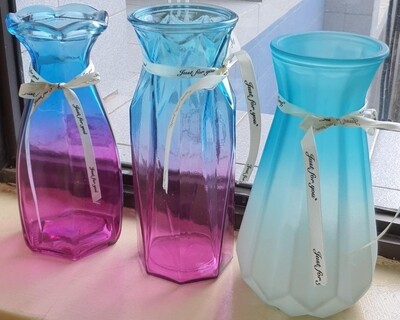 Multicoloured glass flower vases H24cm X Dia9cm