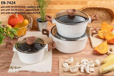 Edenberg 6pcs non stick cooking pots set EB-7424 with free frying pan