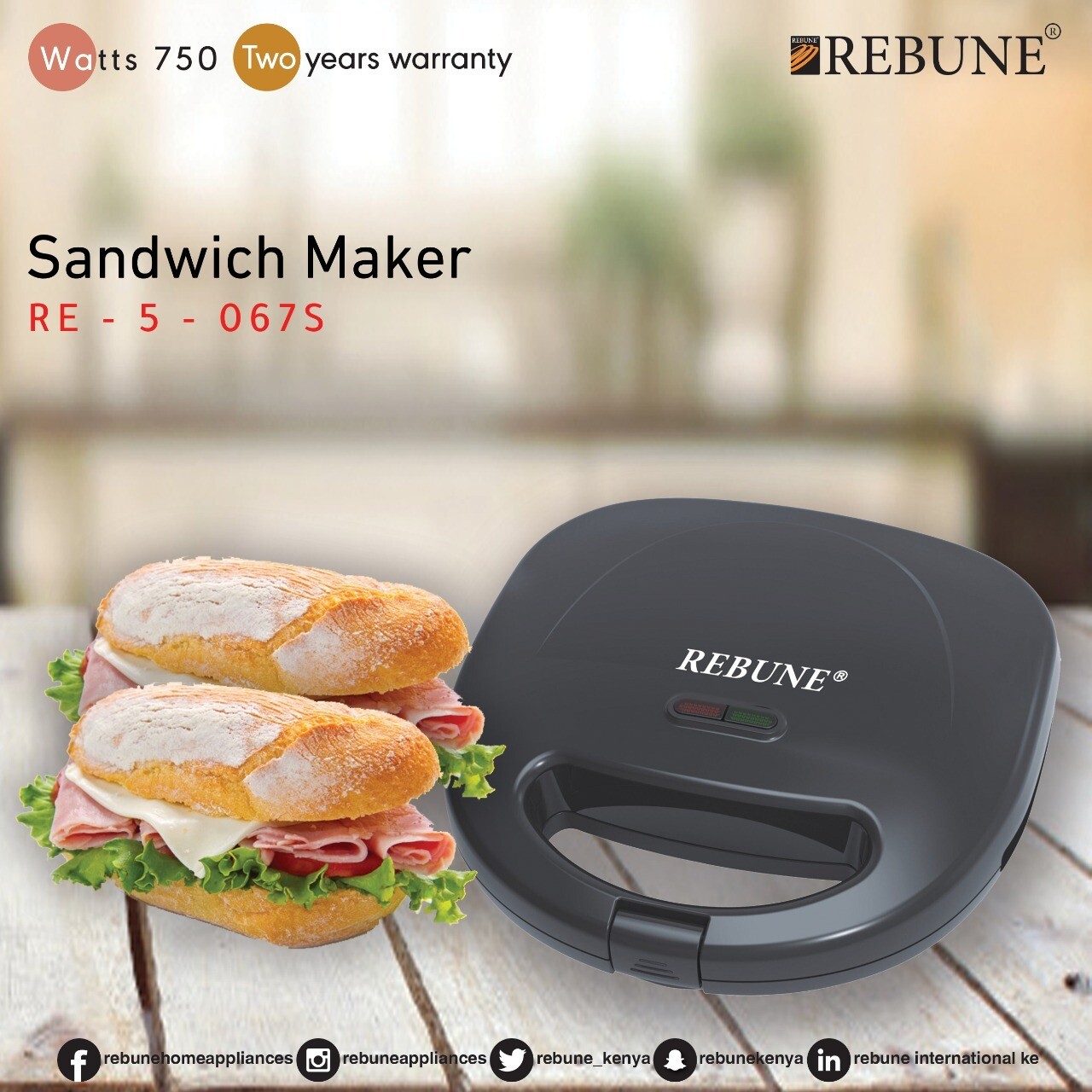 Rebune sandwich maker RE-5-0675 750W