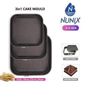 Nunix 3 in 1 cake mould square. 22 22 34cm