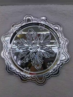 Silver Charger plates 32cm with many design. use in gift wrap