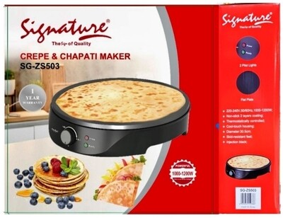 Signature chapati maker Electric, Precise Temperature Control for Perfect Blintzes, Pancakes, Eggs, Bacon and more,30.5cm Non-Stick Grill Pan.SG-Z503 1000-1200W