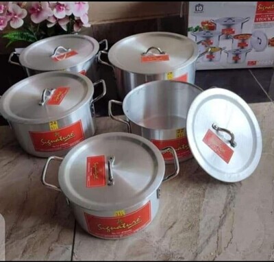 Signature aluminium stock pots 10pcs with double handles and lid